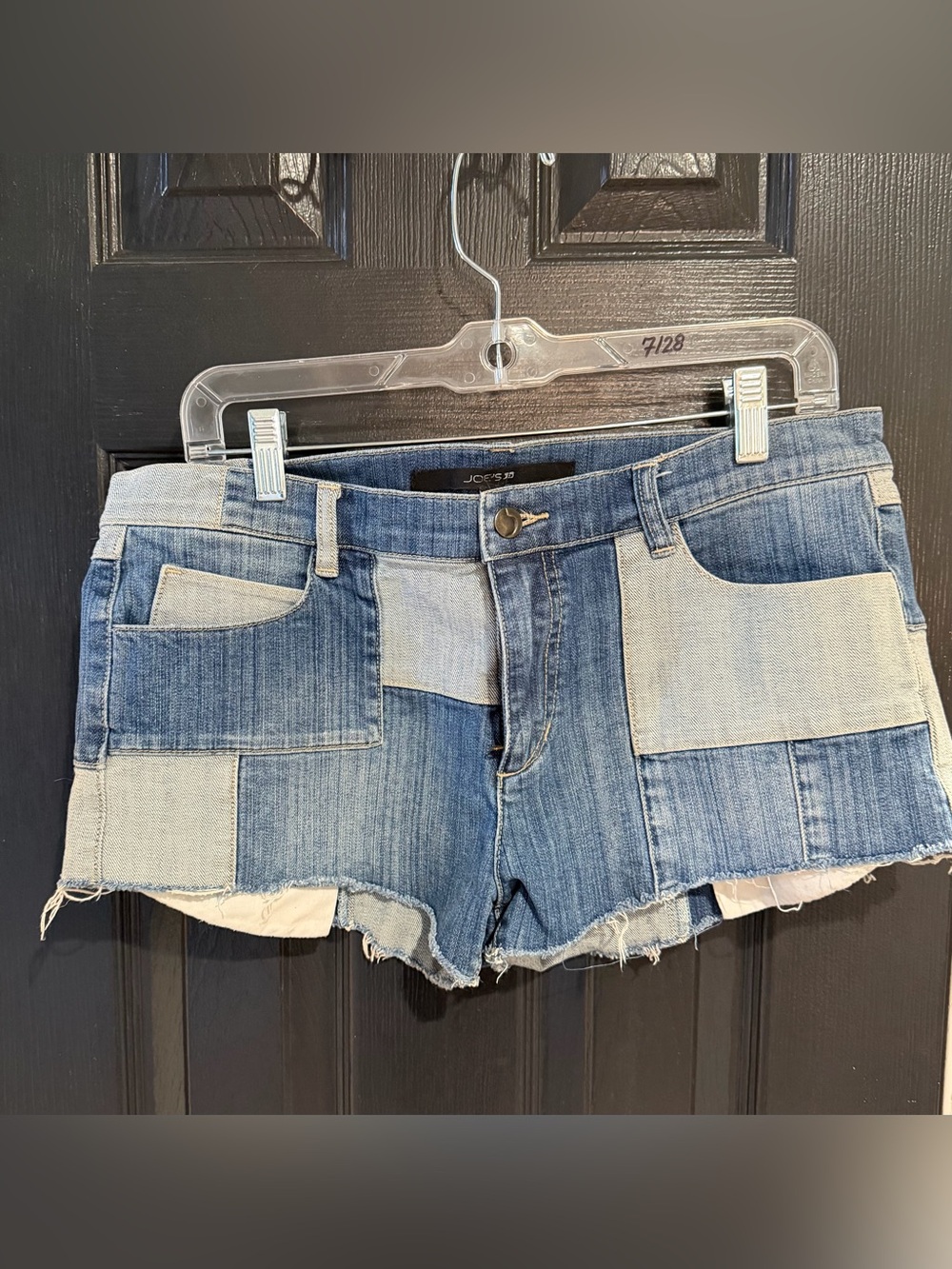 Joe's Jeans Two-Tone Patchwork Denim Shorts in Blue